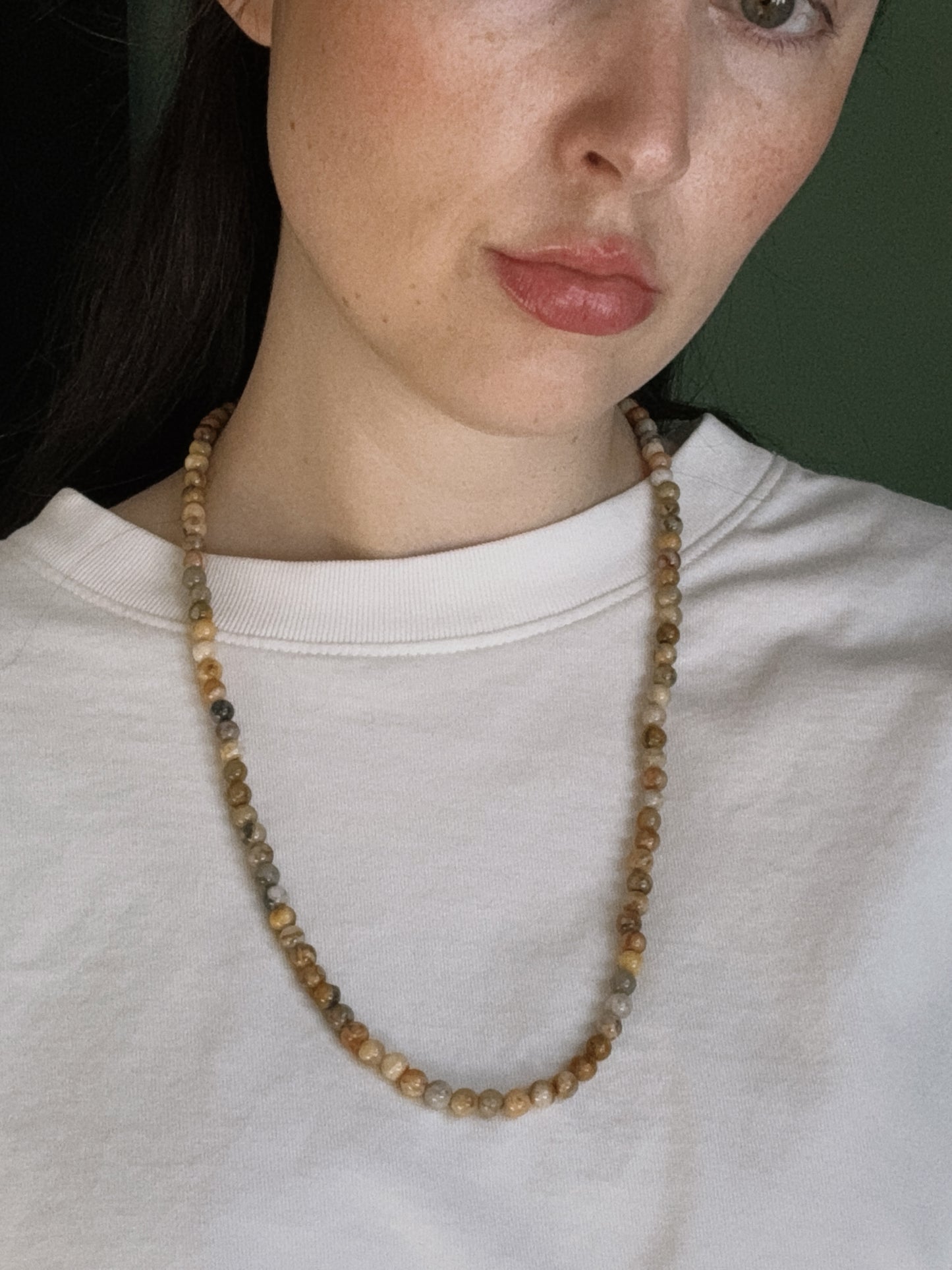 natural agate beaded necklace