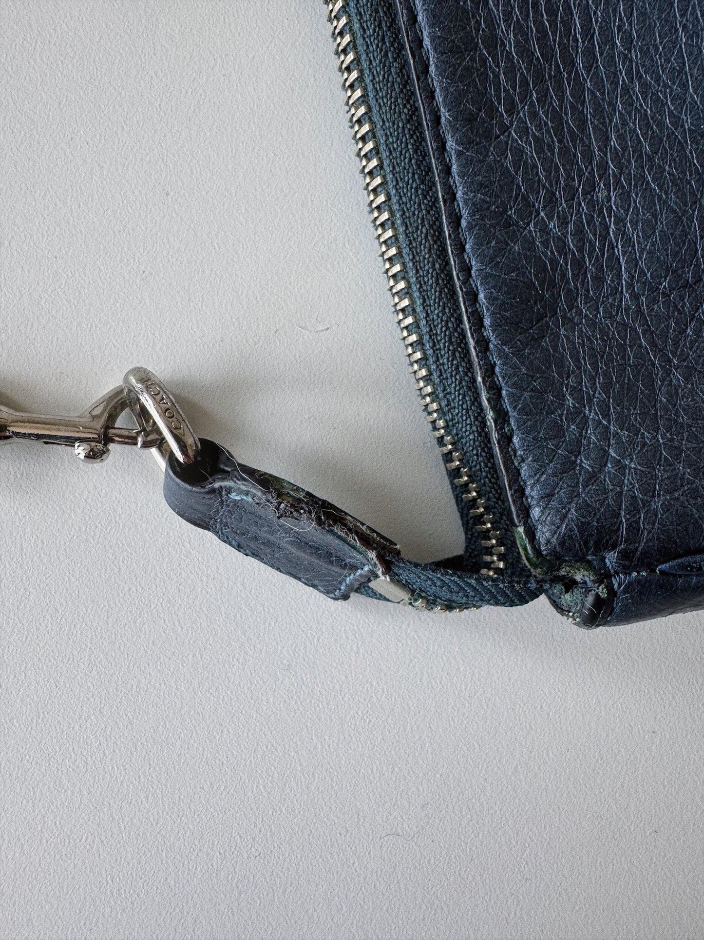 small blue coach handbag