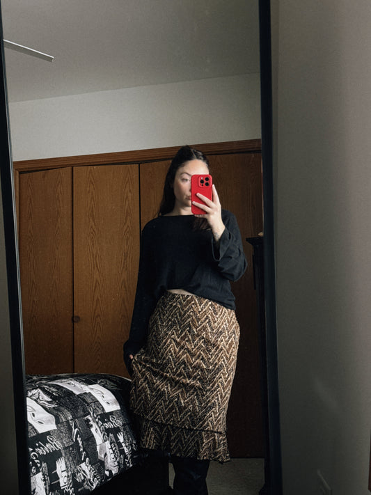patterned midi skirt