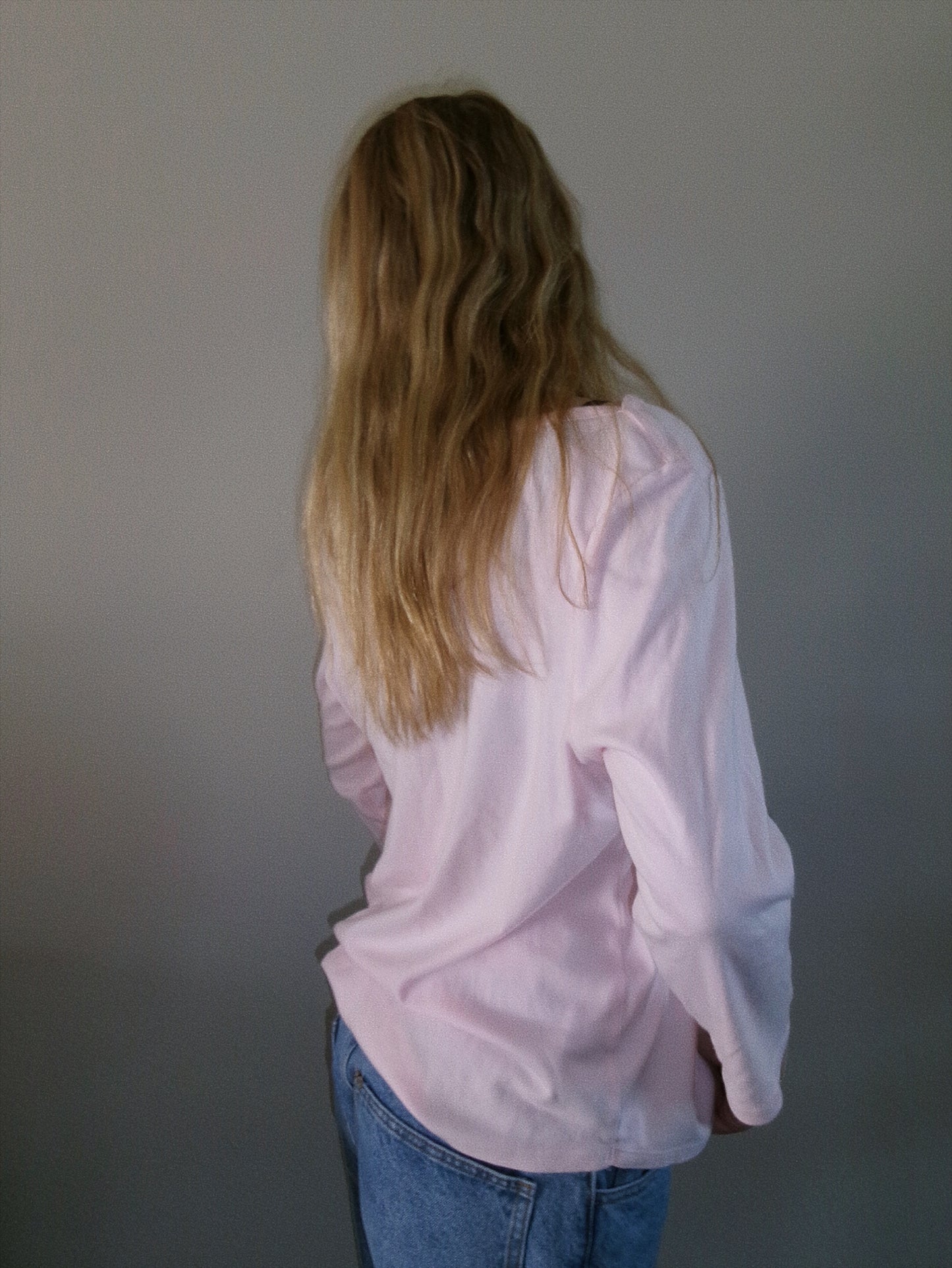 vintage baby pink quarter sleeve tee back