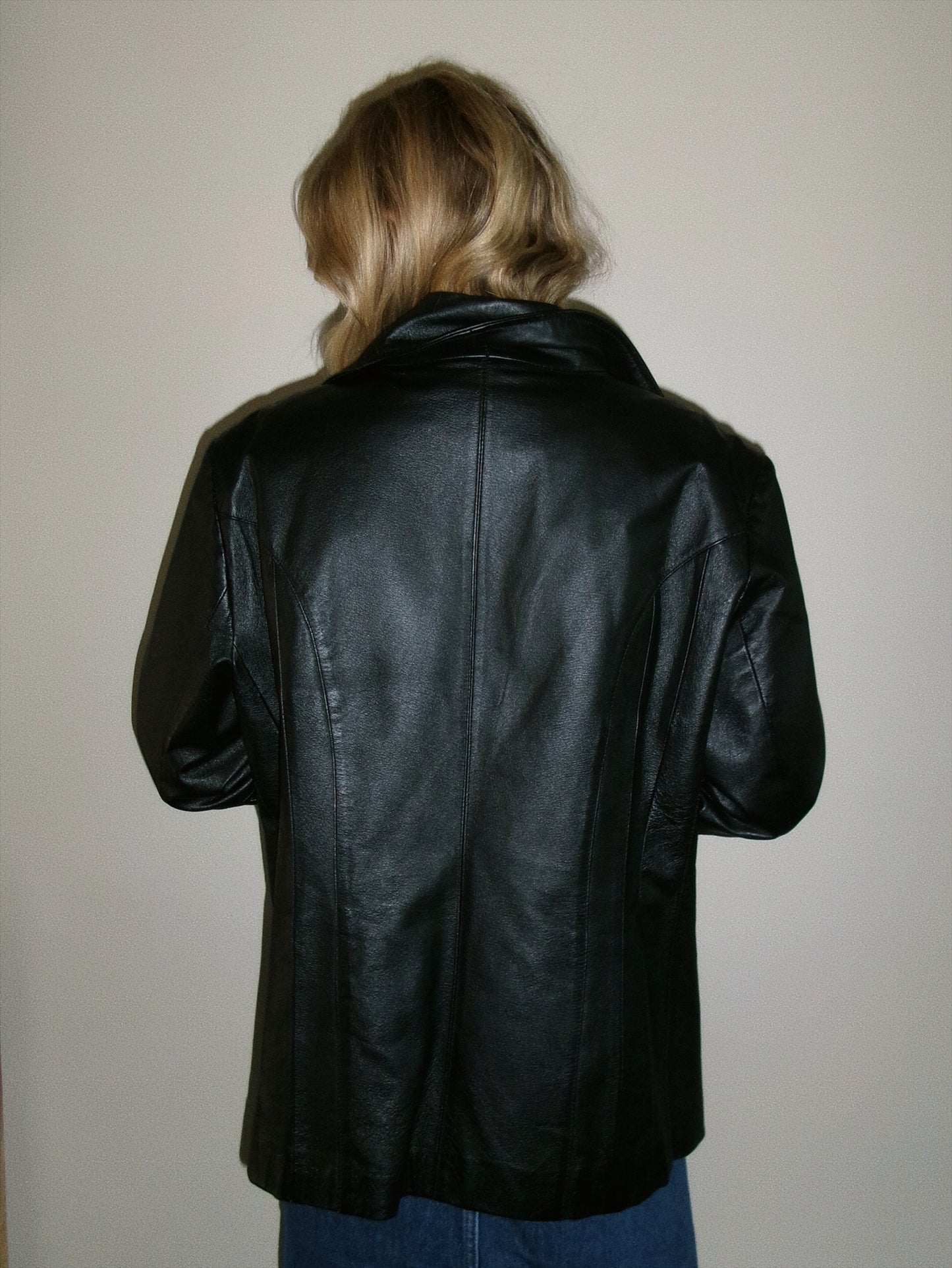 vintage genuine leather jacket back