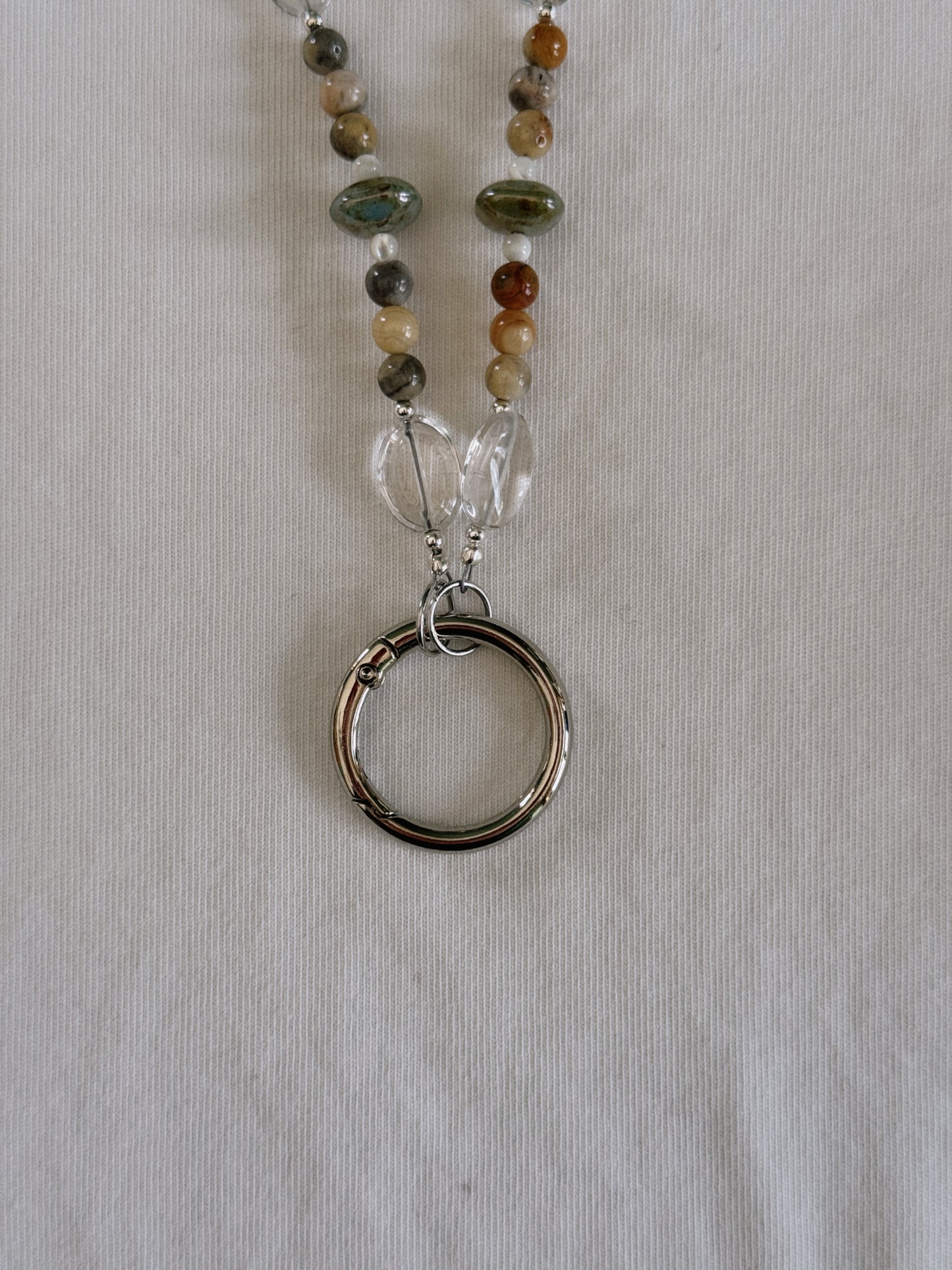 flat crystal beaded keychain