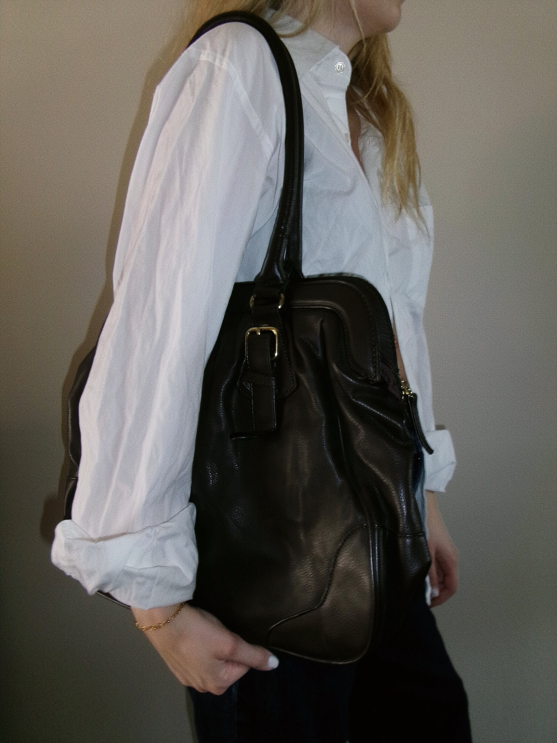 large vintage dark brown handbag