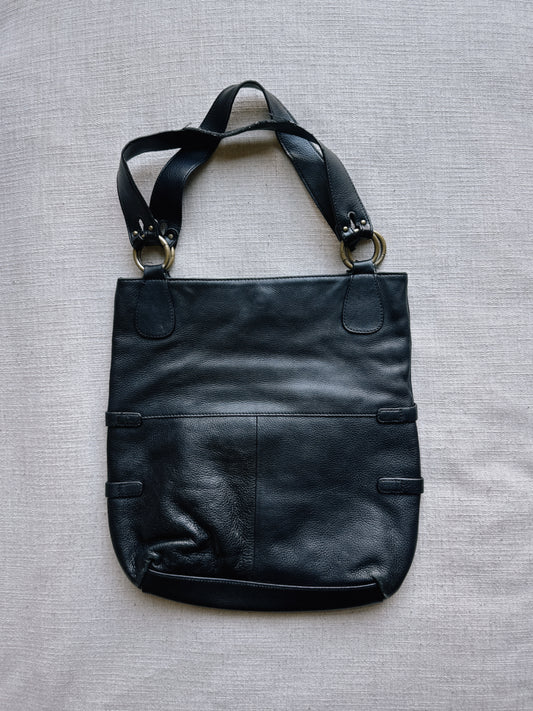black leather bag