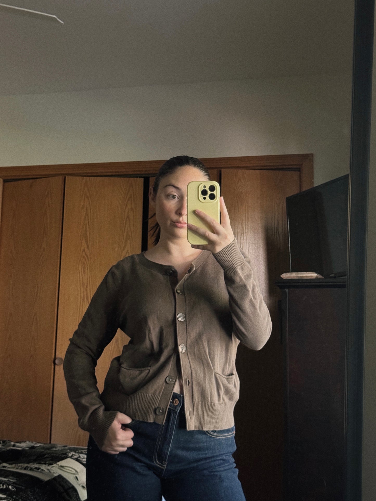 light brown cardigan