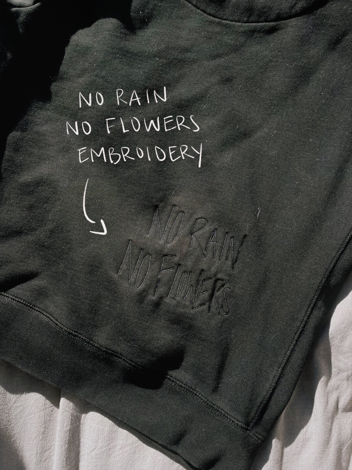 no rain, no flowers hoodie