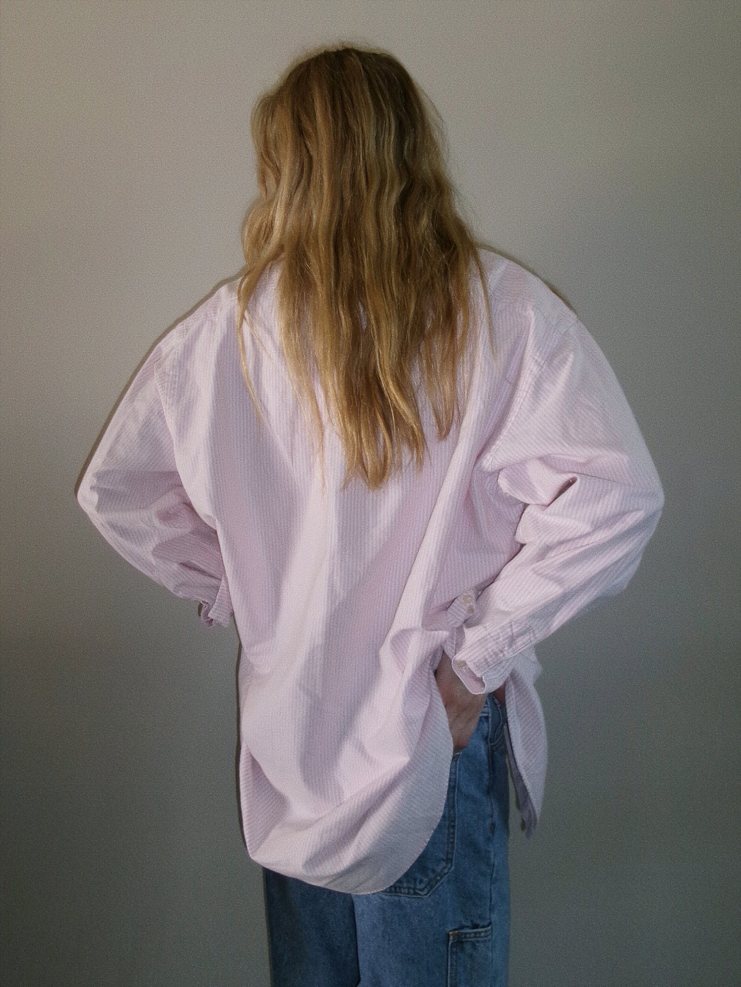 ralph lauren pink & white striped button down top