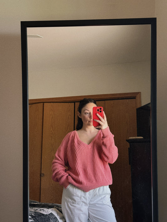 pink knit sweater