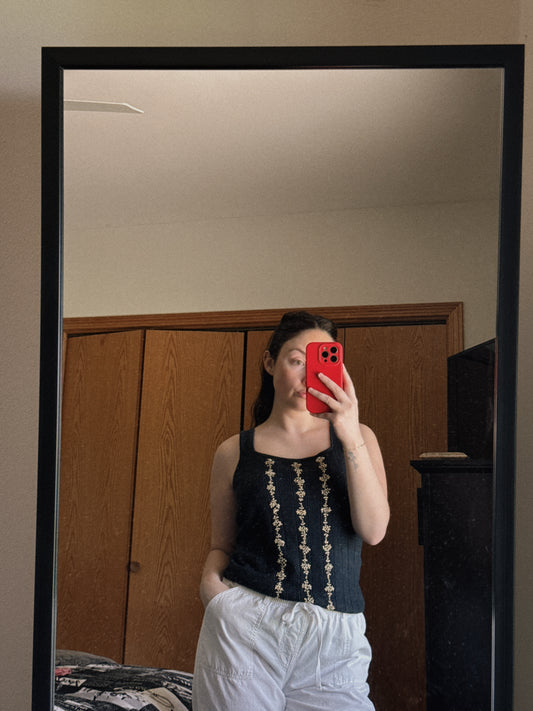 knit black tank top