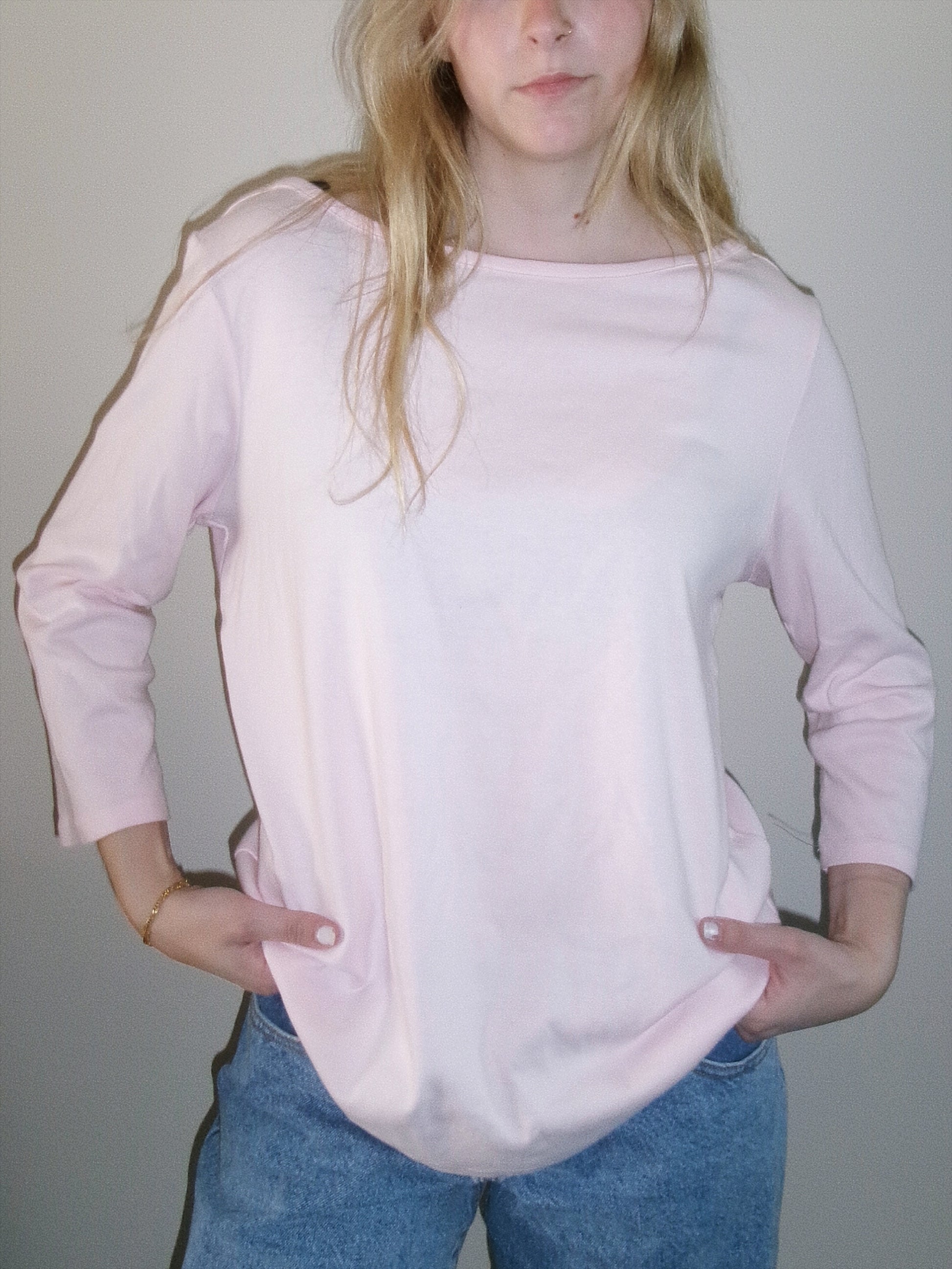 vintage baby pink quarter sleeve tee