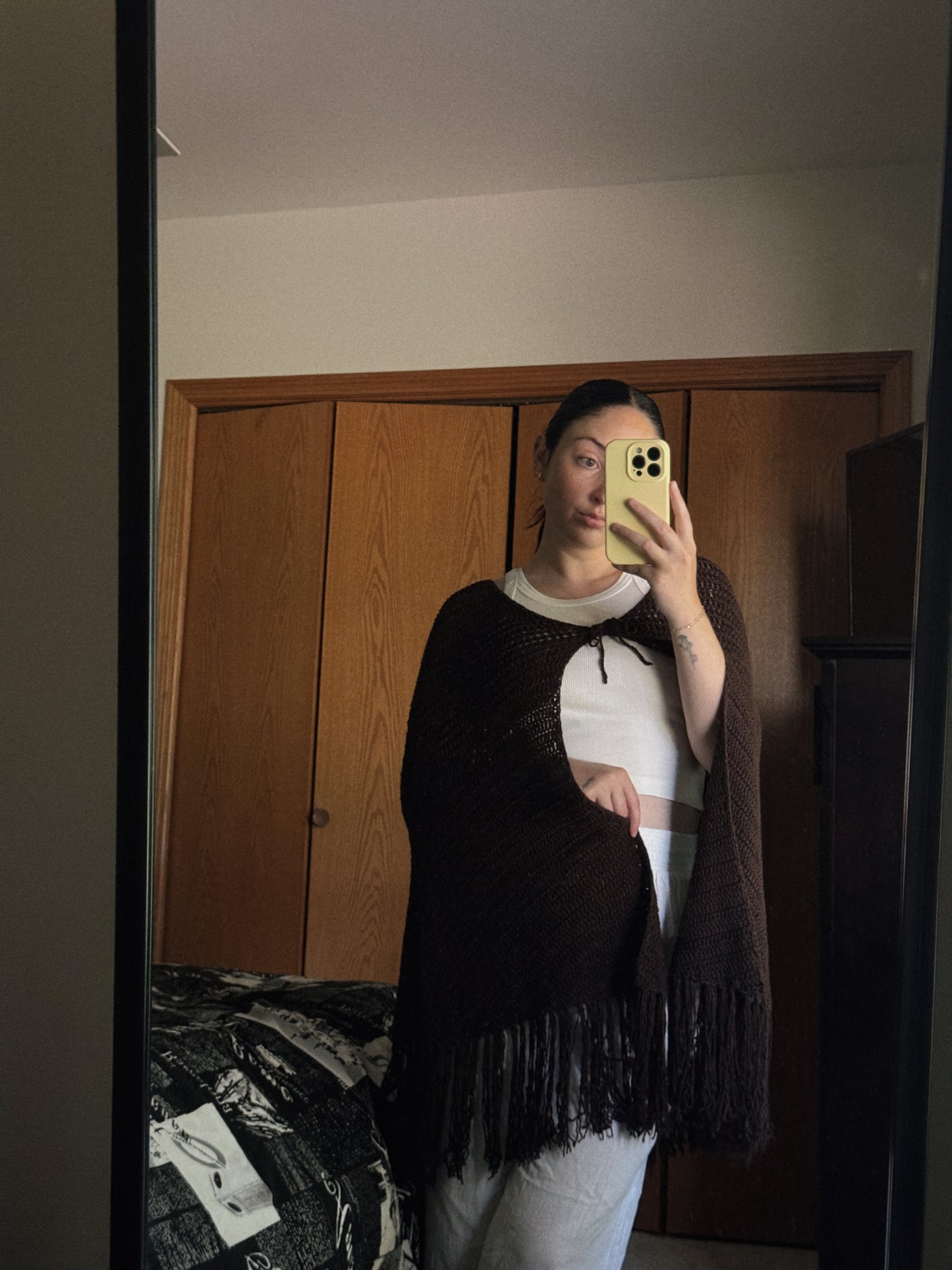 brown knit poncho