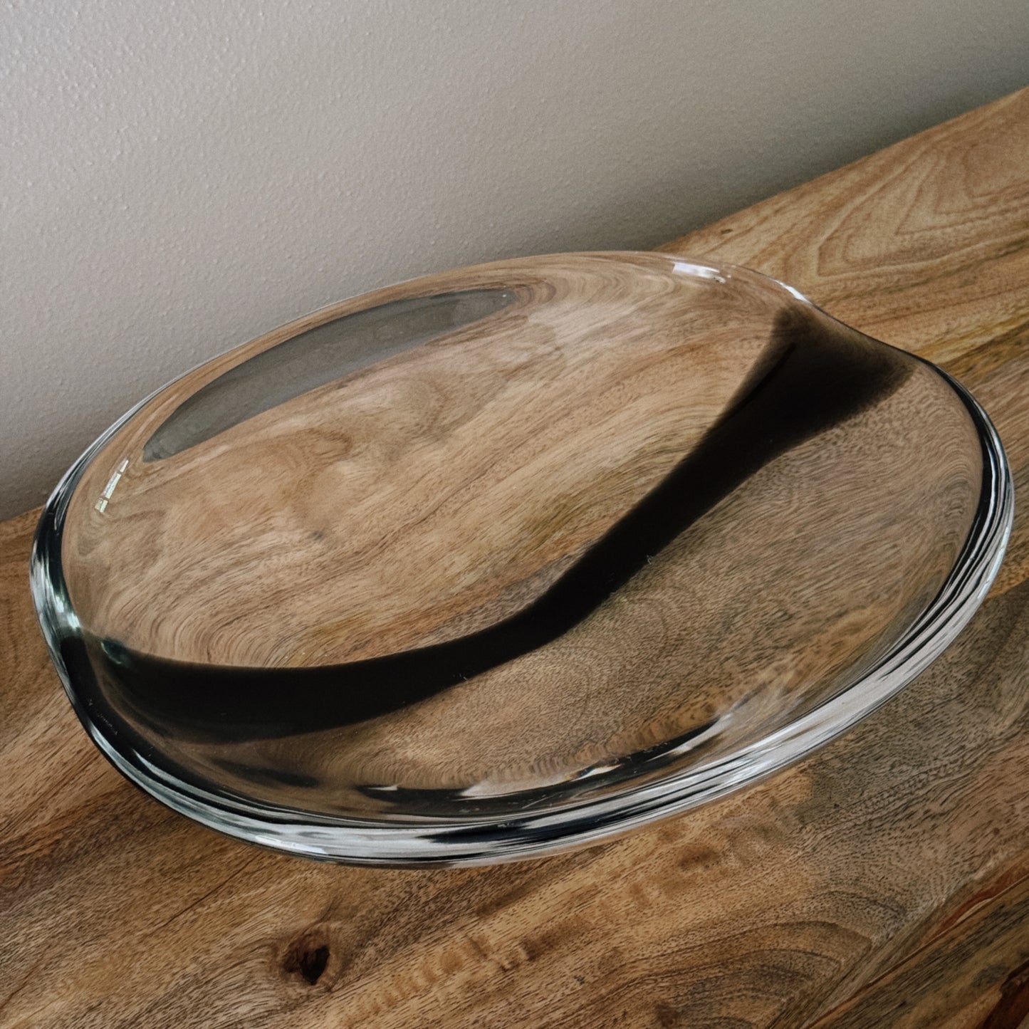 vintage glass bowl with black stripe