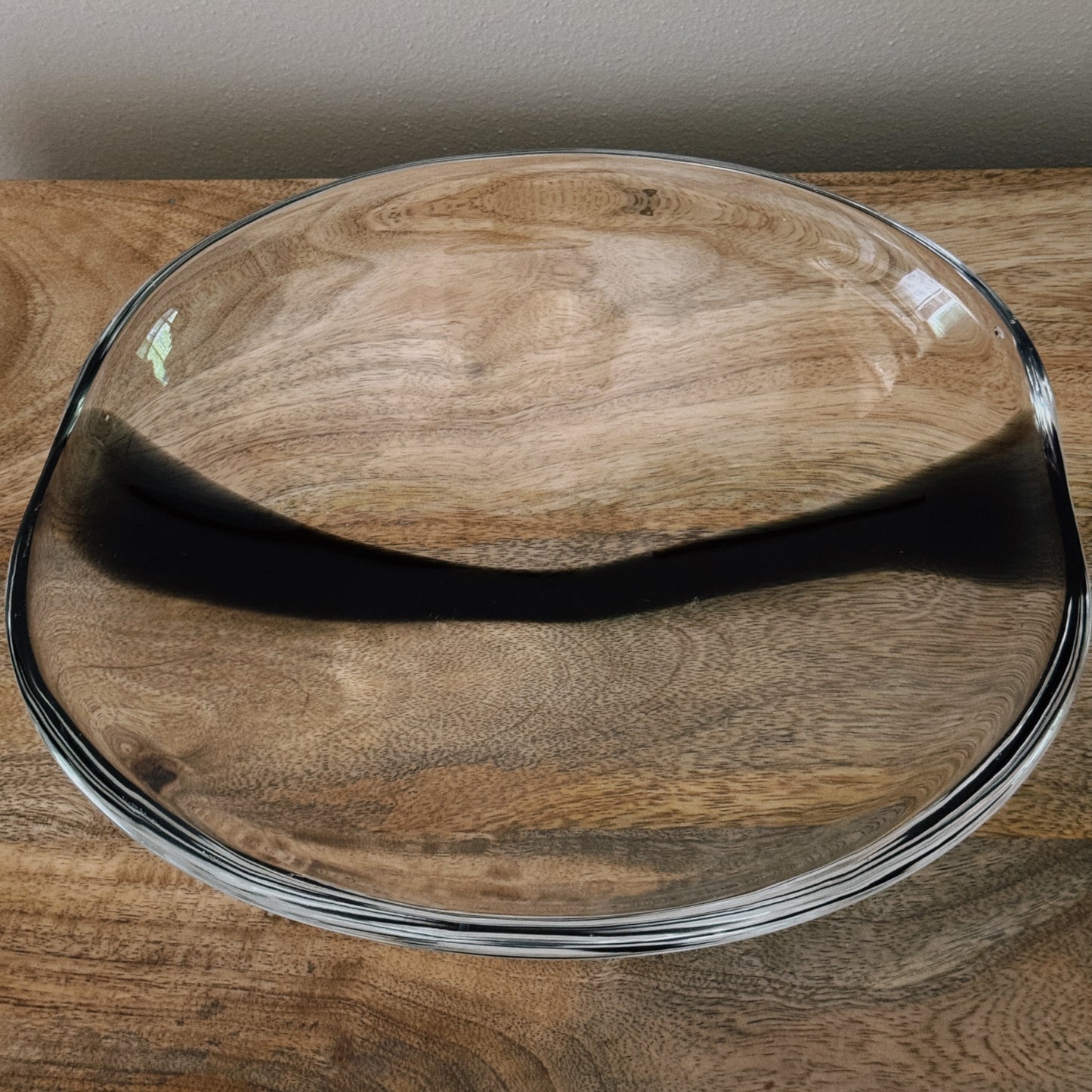 vintage glass bowl with black stripe