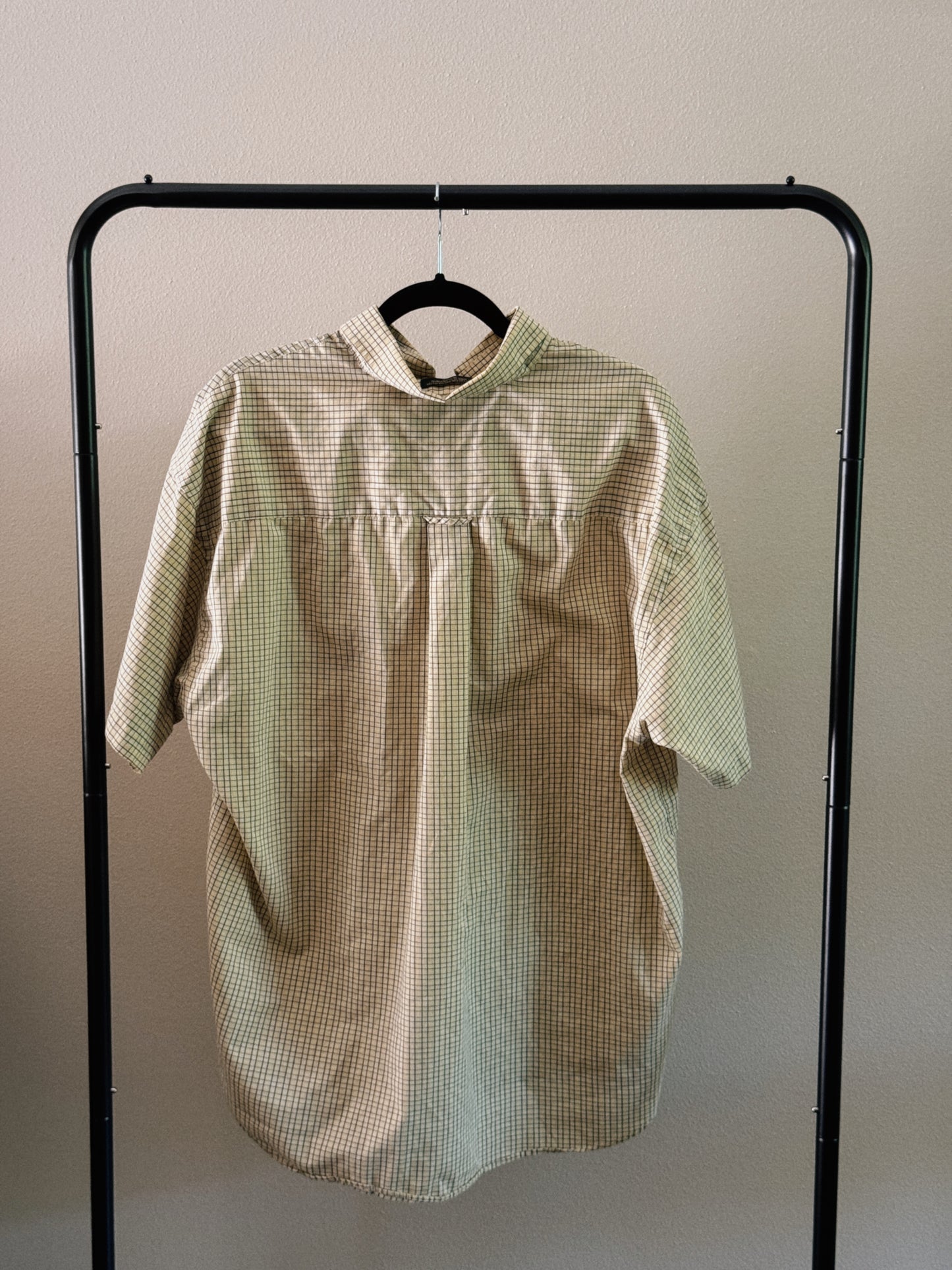 gingham short sleeve button down