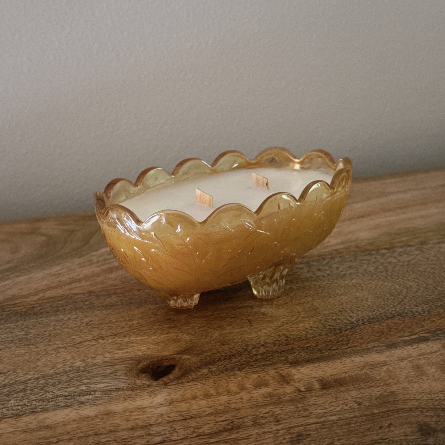 vintage orange glass candle