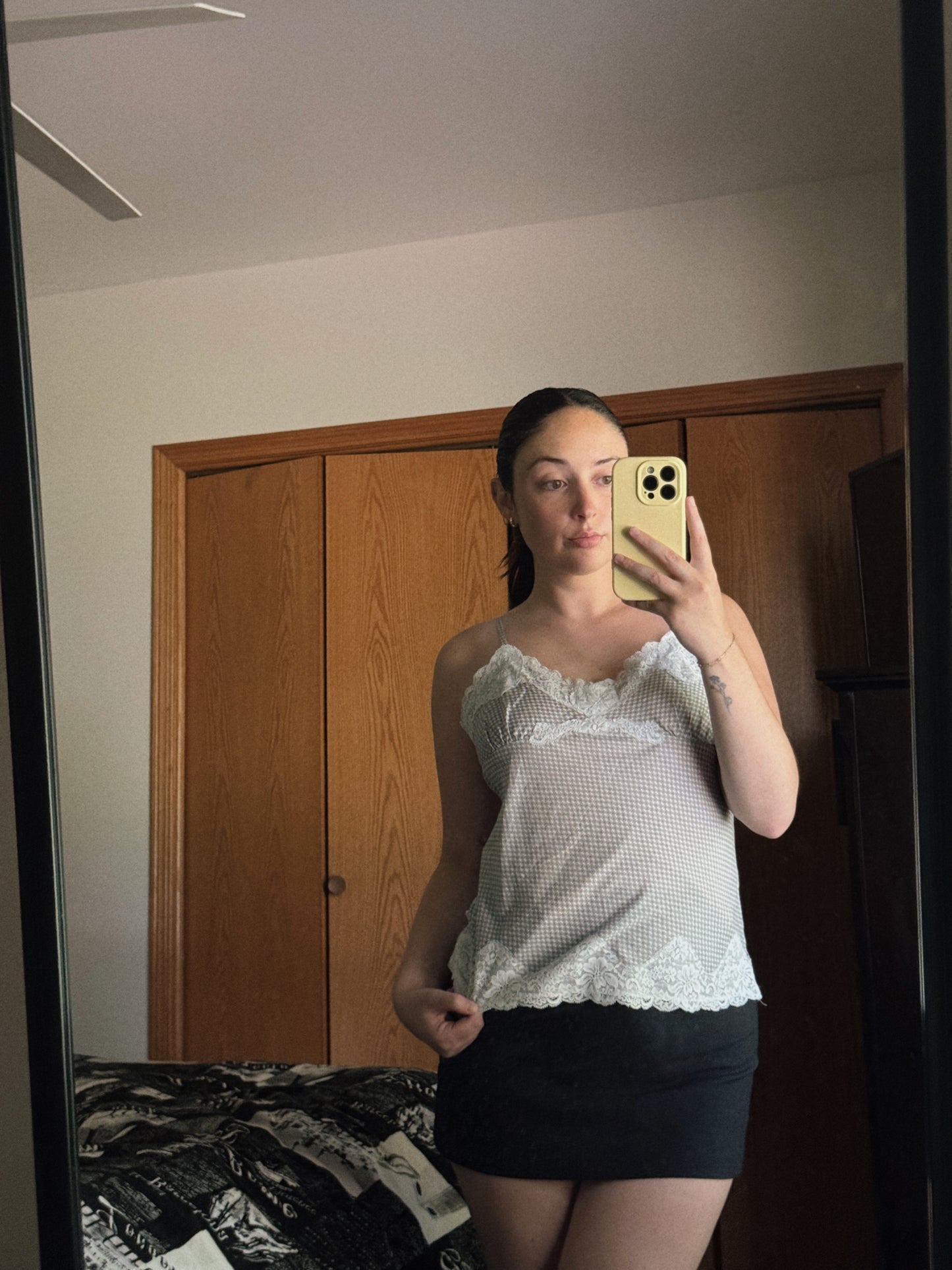 gray polka dot tank