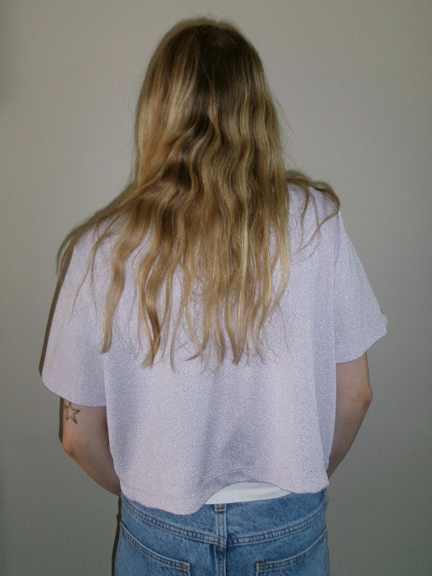 light purple floral short sleeve cardigan back