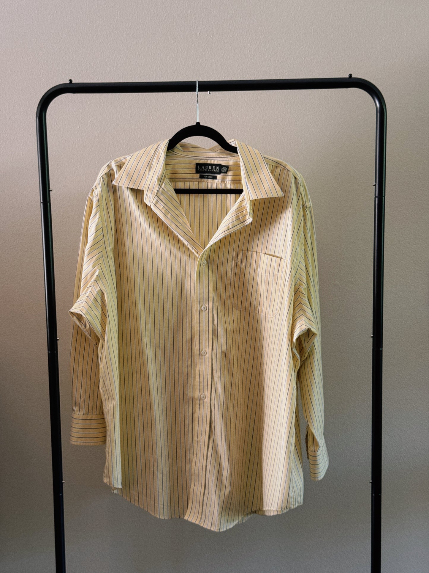 ralph lauren yellow striped button down
