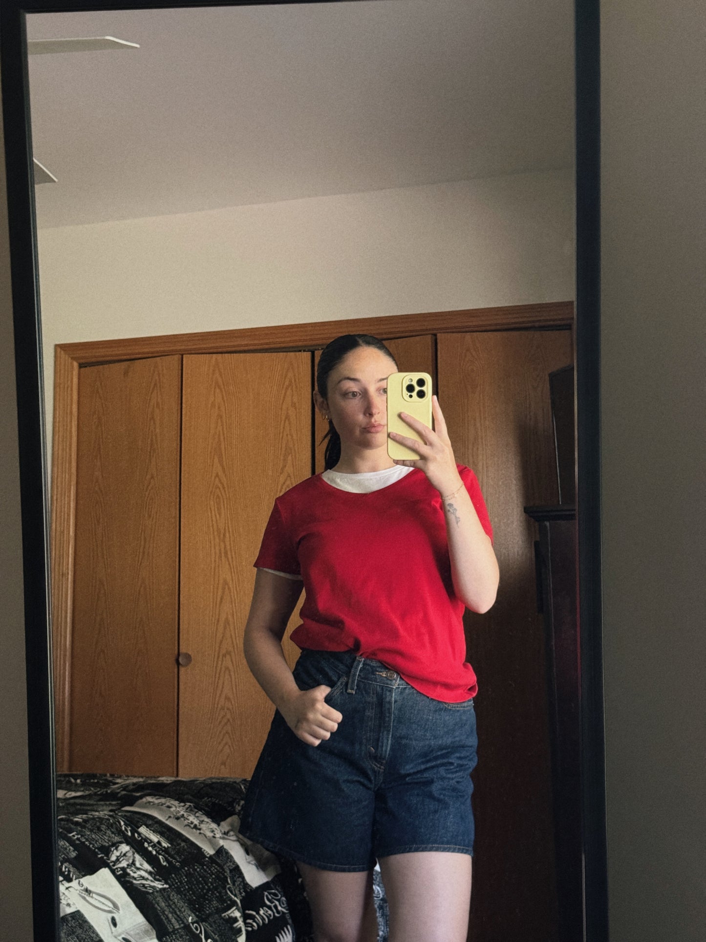 red v neck tee