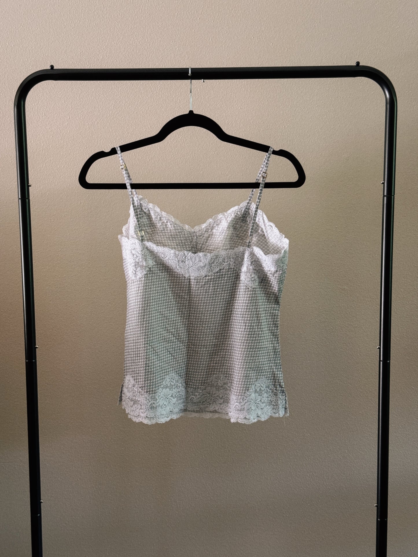 gray polka dot tank