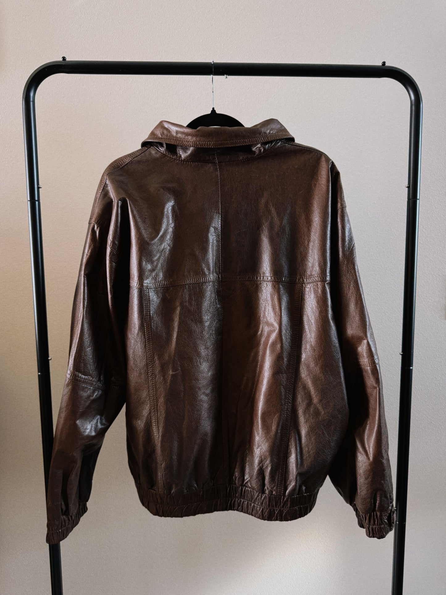 brown leather jacket