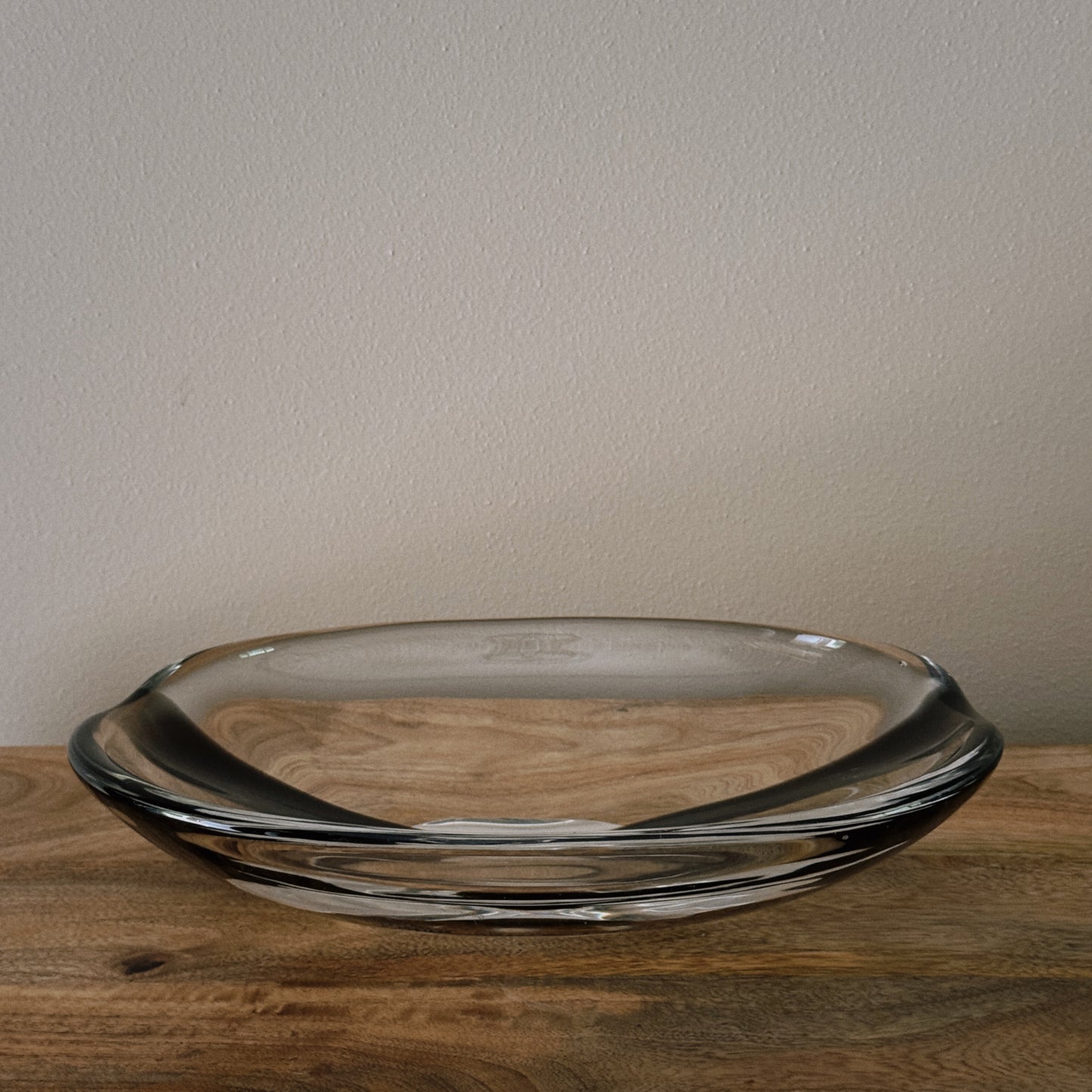 vintage glass bowl with black stripe