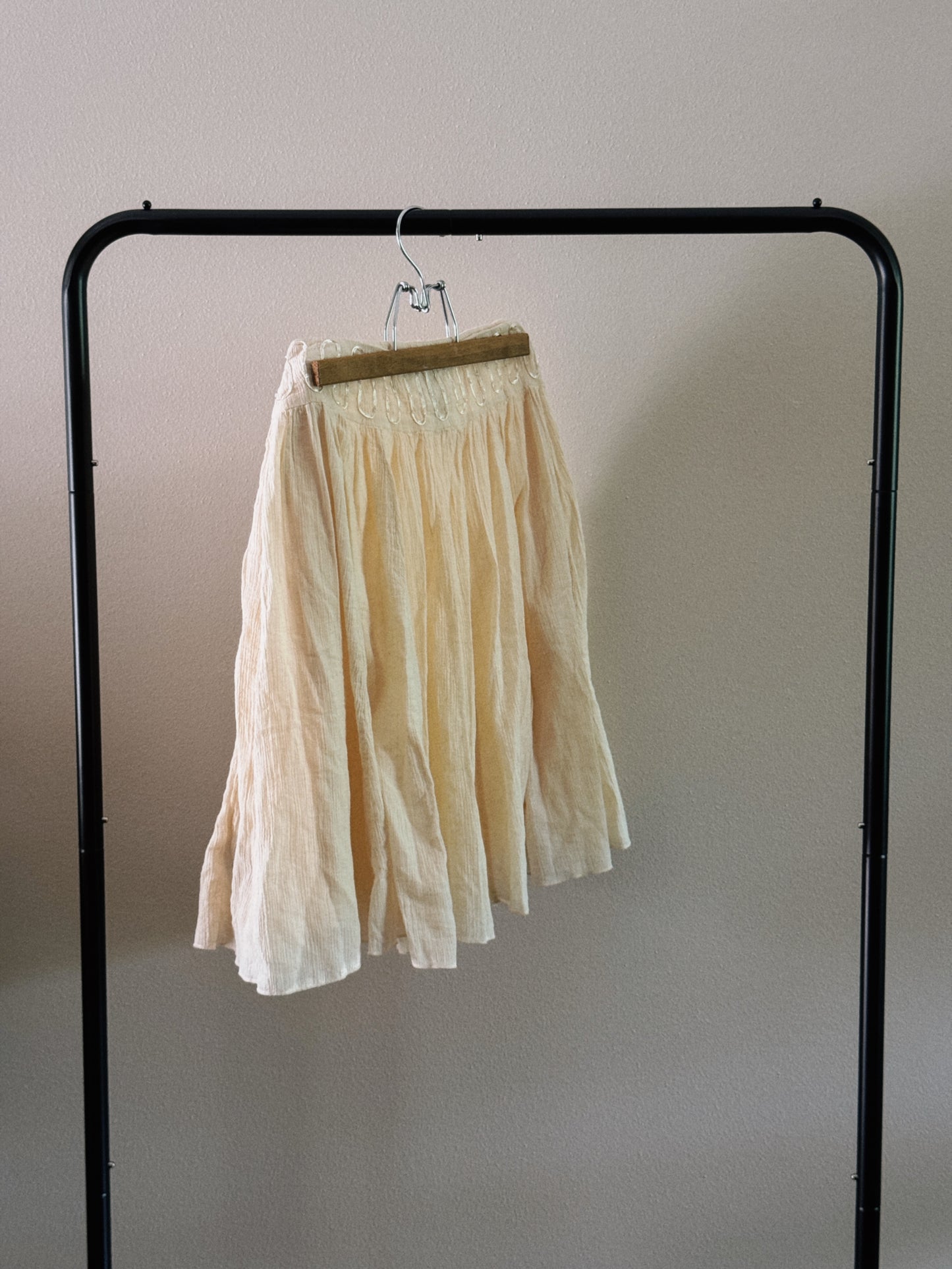 cream cotton midi skirt