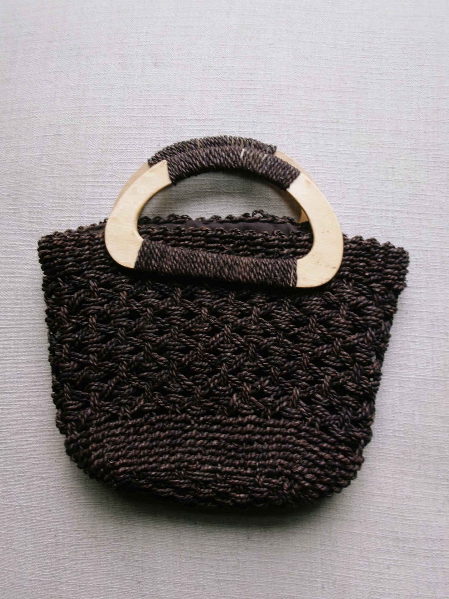 dark brown basket handbag
