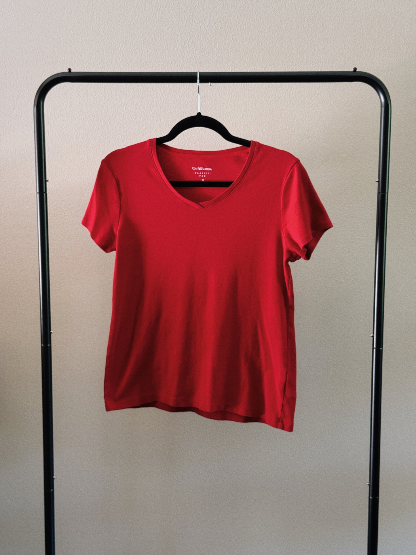 red v neck tee