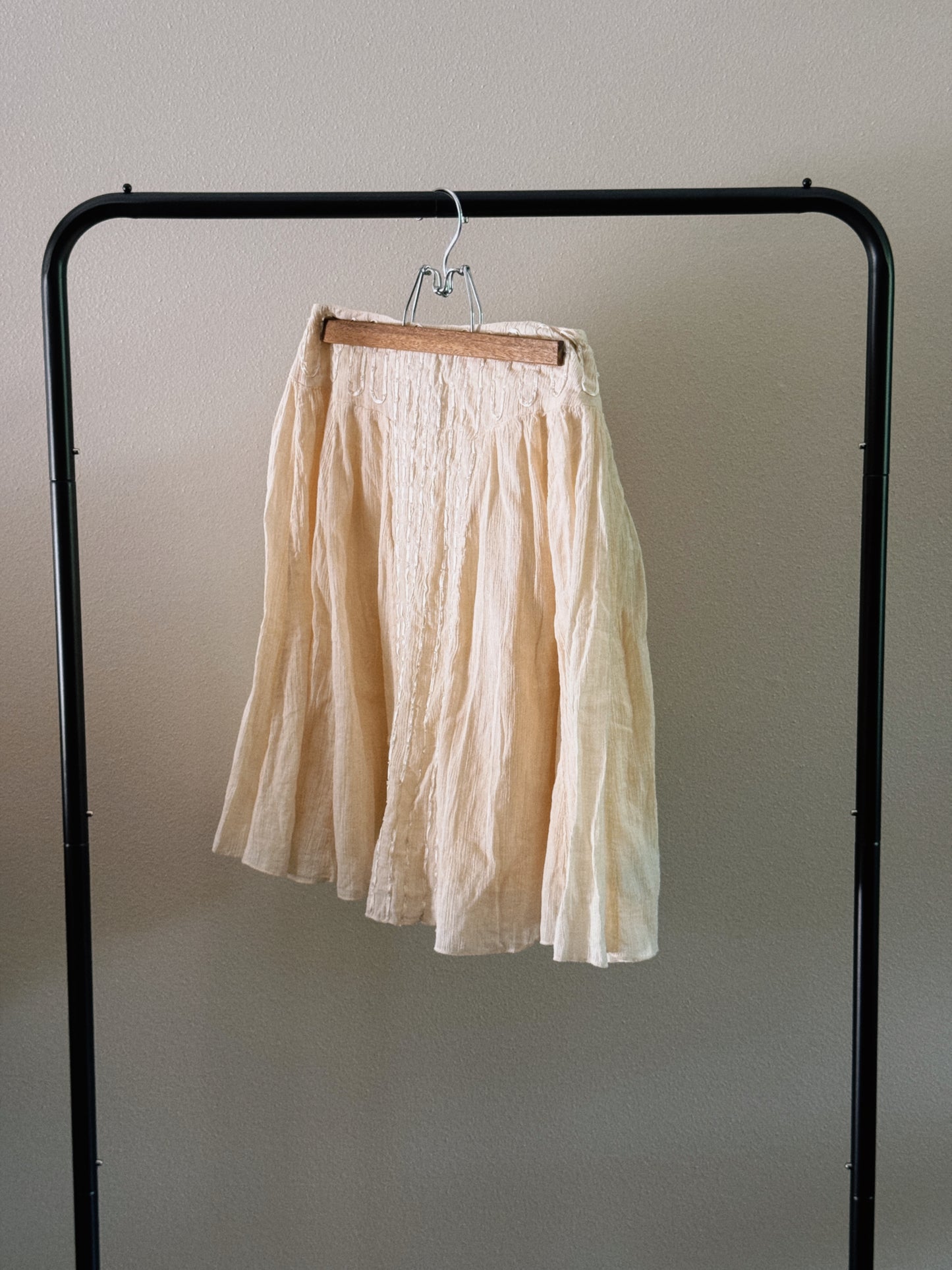 cream cotton midi skirt
