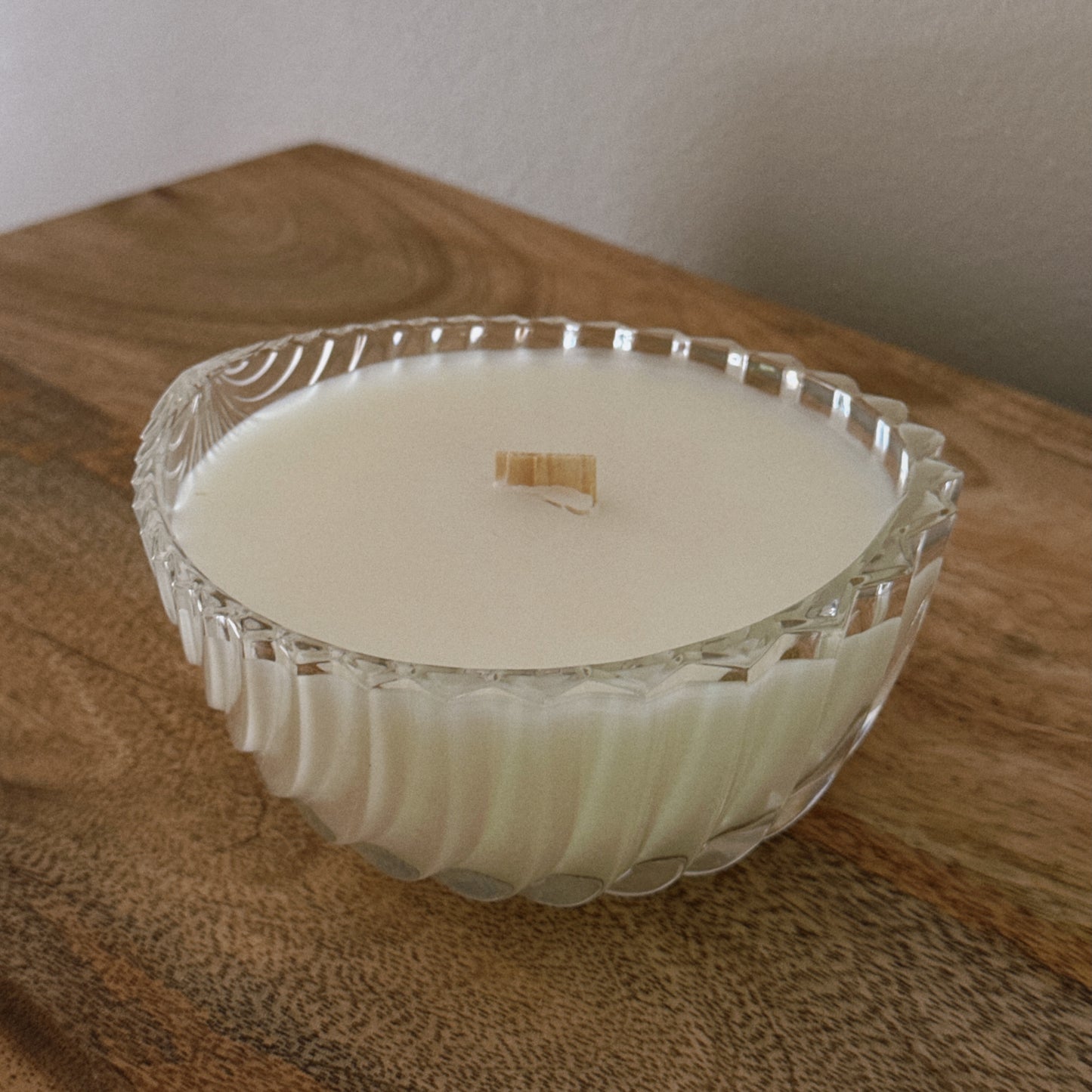 vintage glass shell bowl candle