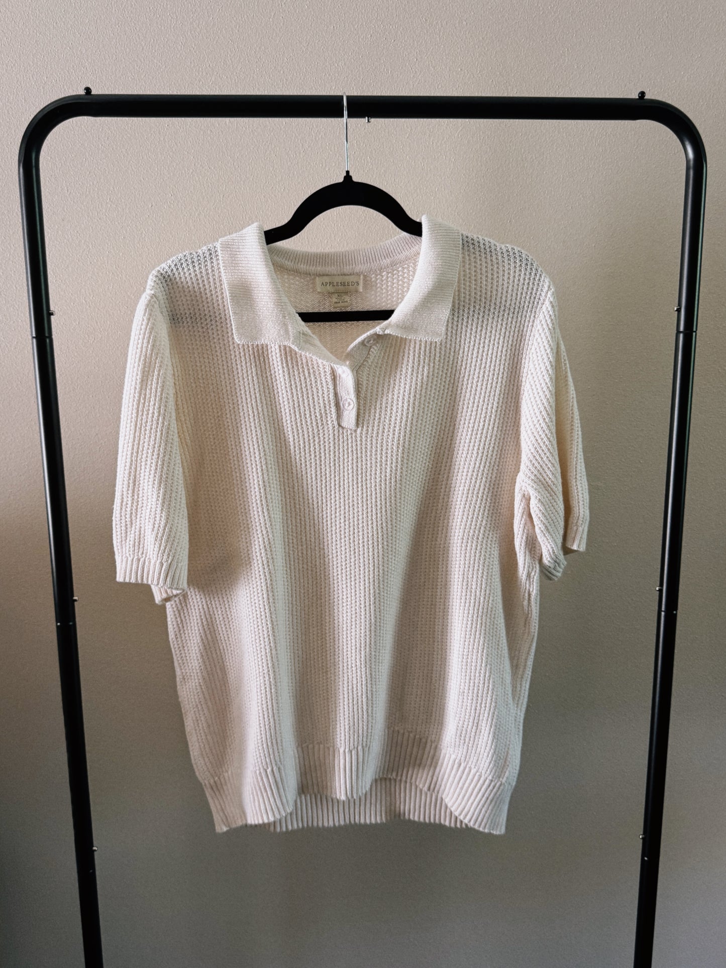 cream short sleeve sweater