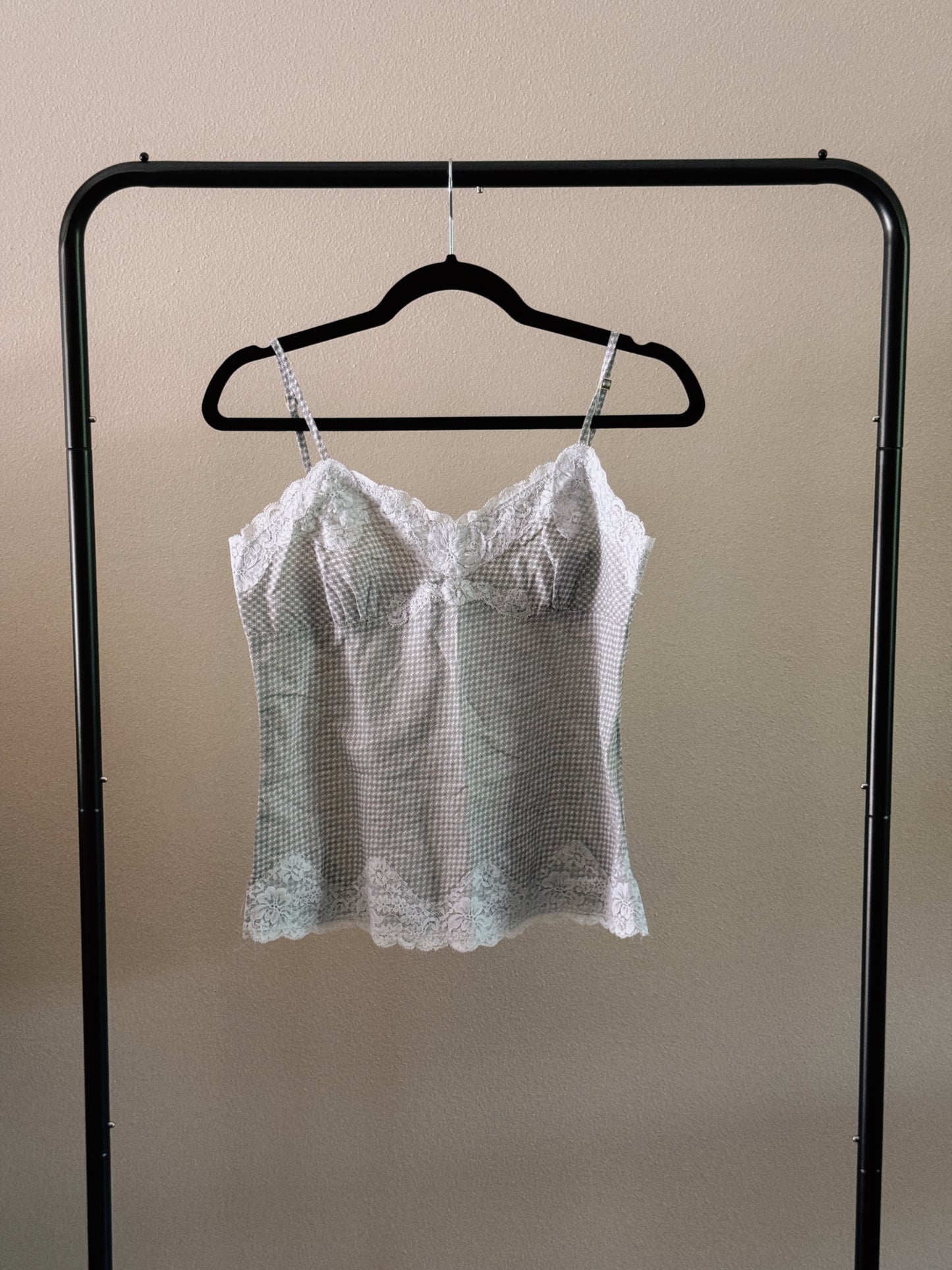 gray polka dot tank