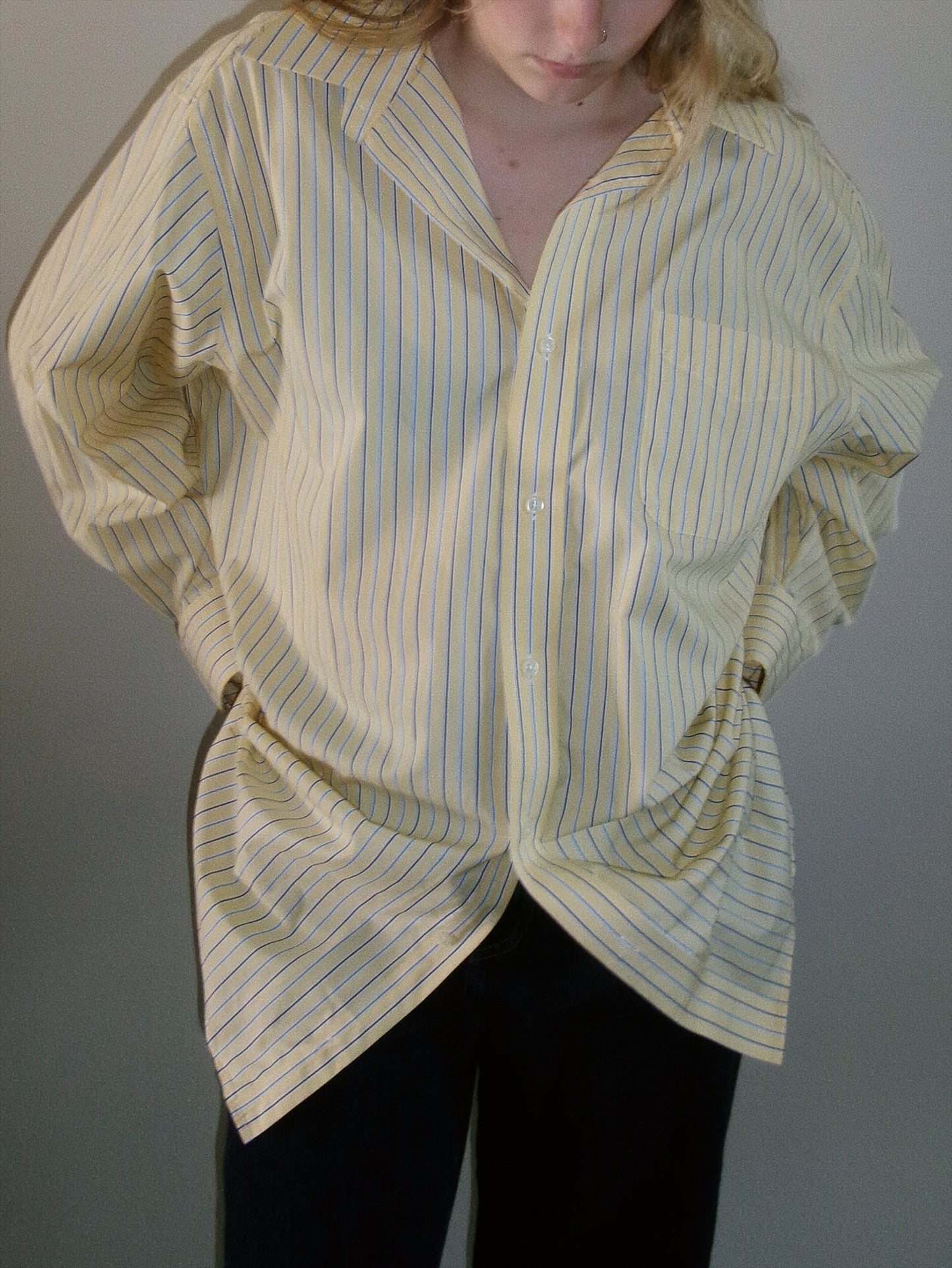 ralph lauren yellow button down with blue stripes