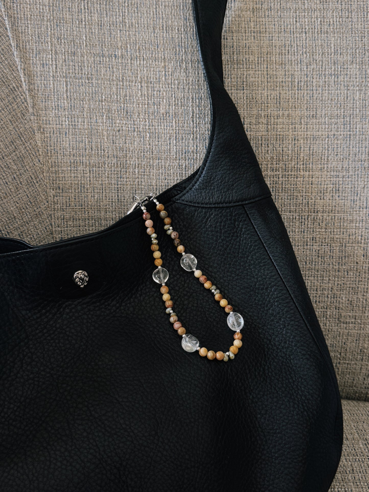 crystal nugget beaded keychain