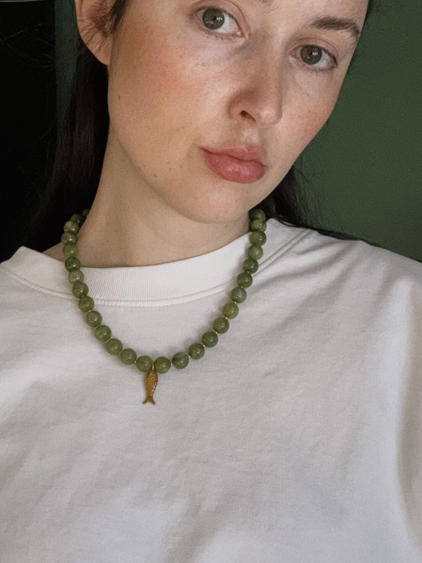 brass fish beaded necklace