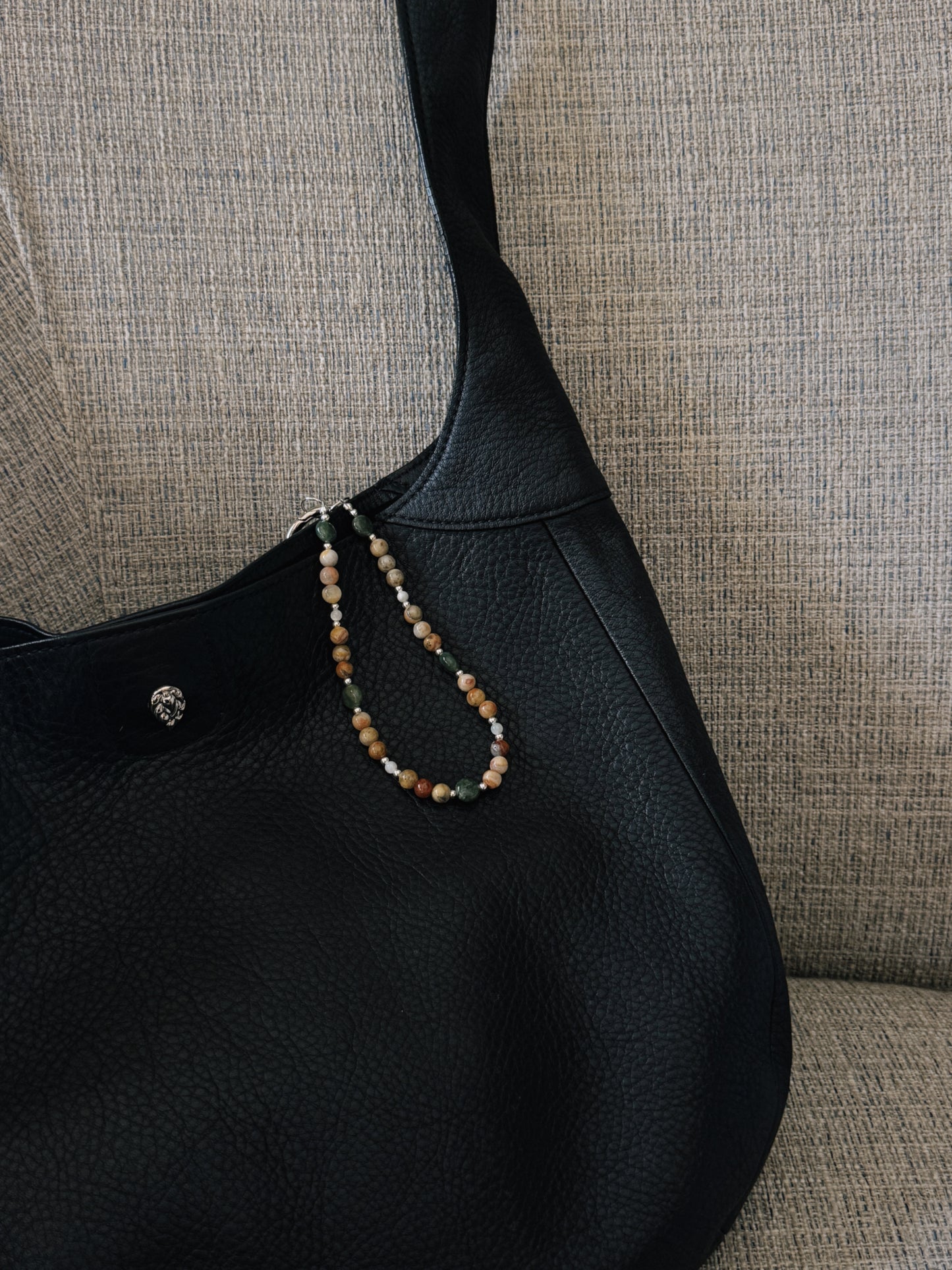 emerald beaded keychain