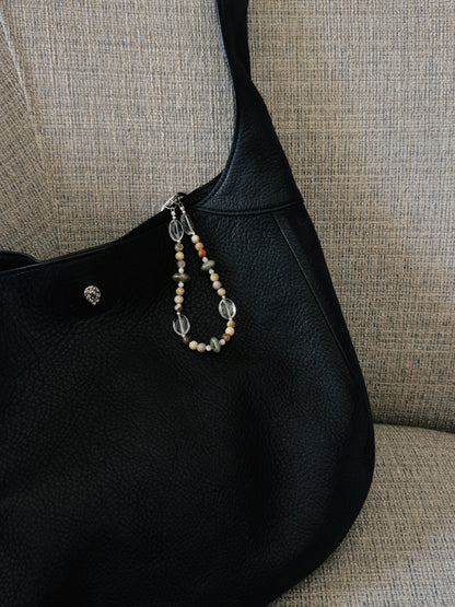 flat crystal beaded keychain