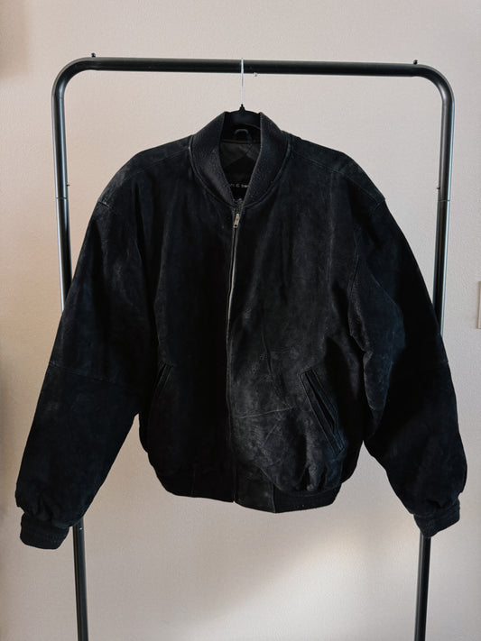 black suede bomber jacket