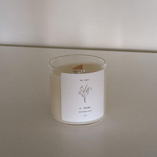 no rain, no flowers candle refill
