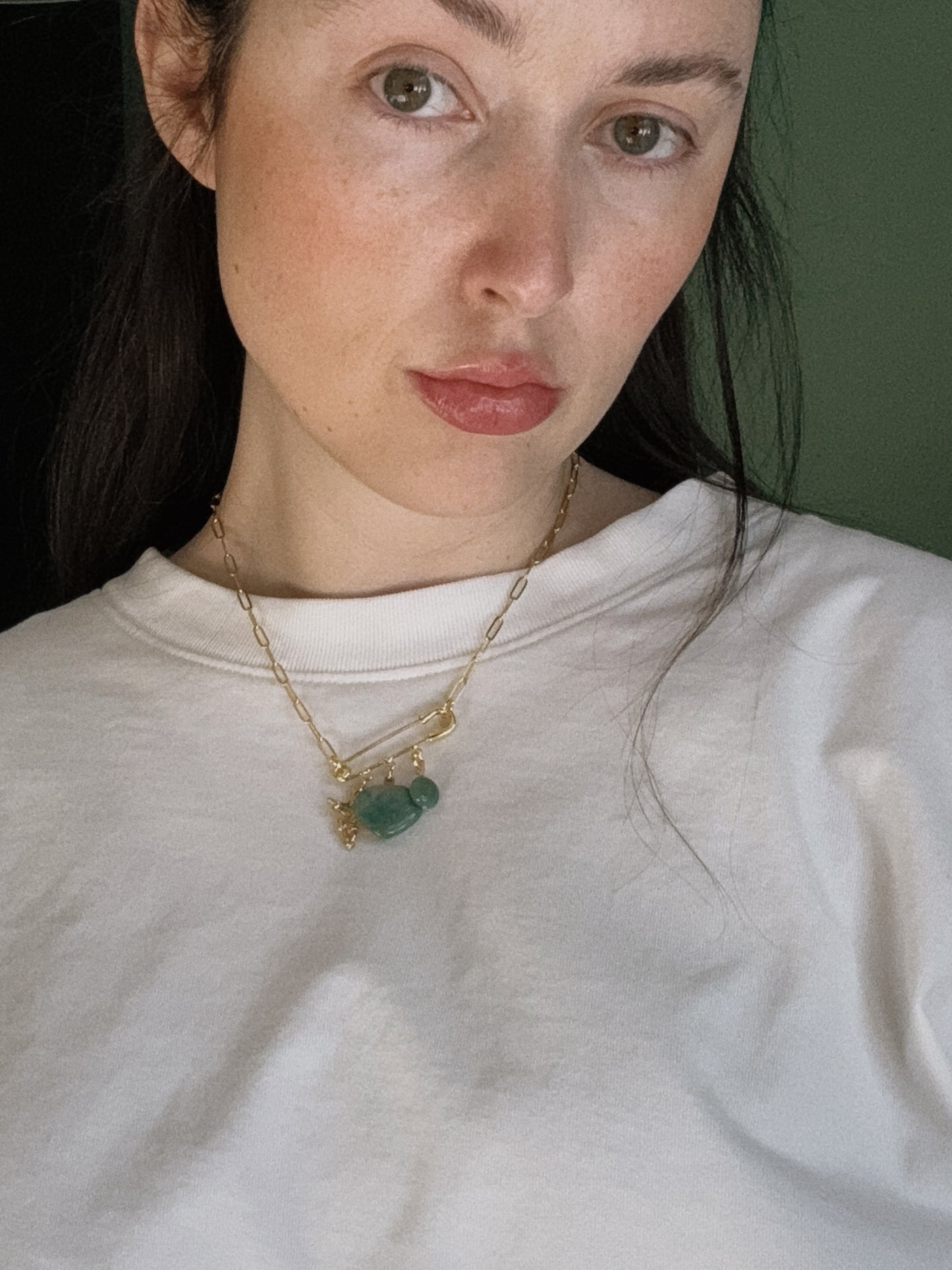 cupid heart safety pin necklace II