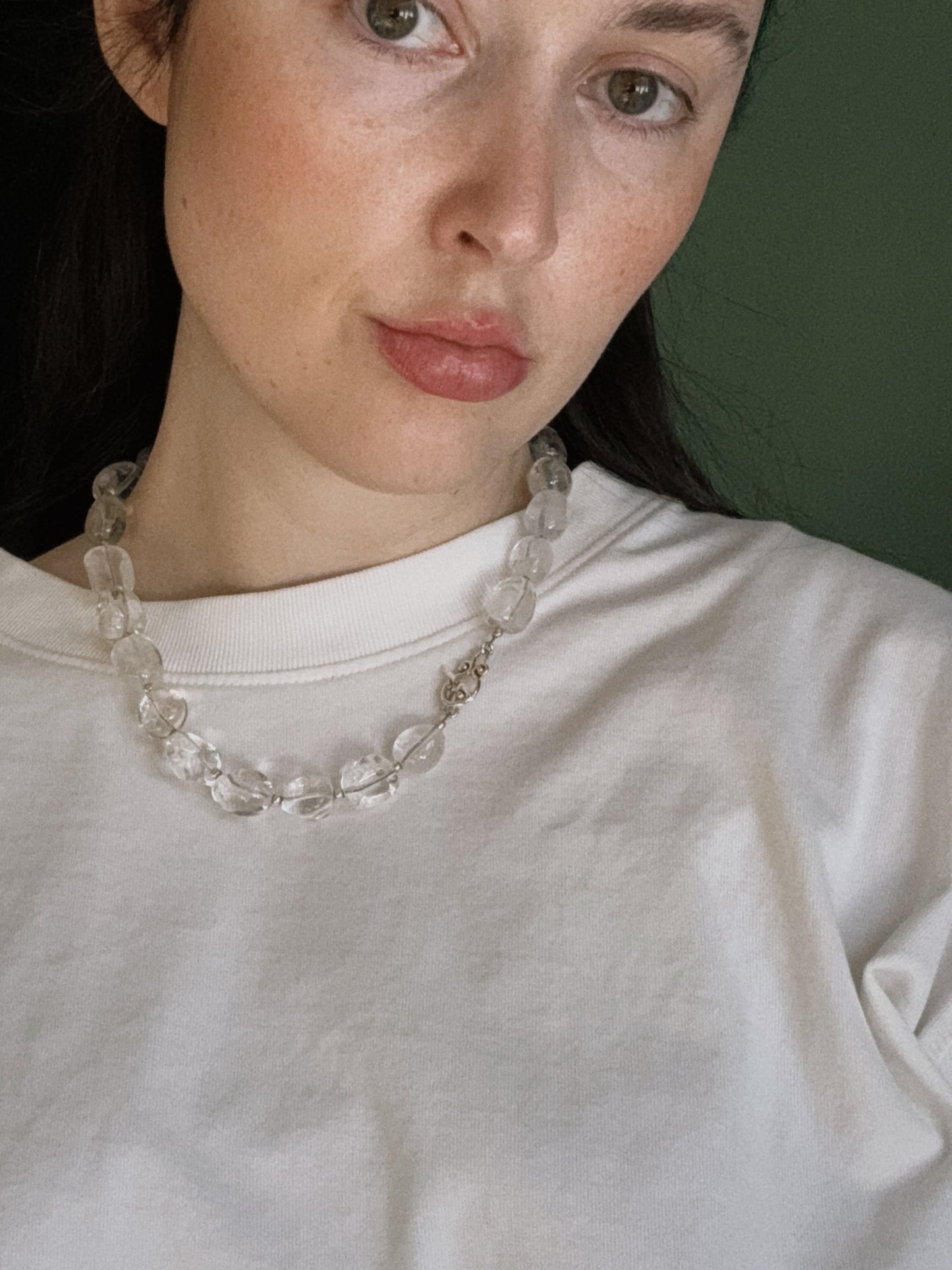 rock crystal beaded necklace