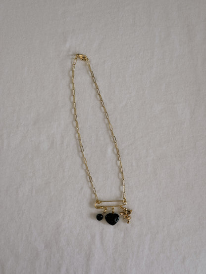 cupid heart safety pin necklace I