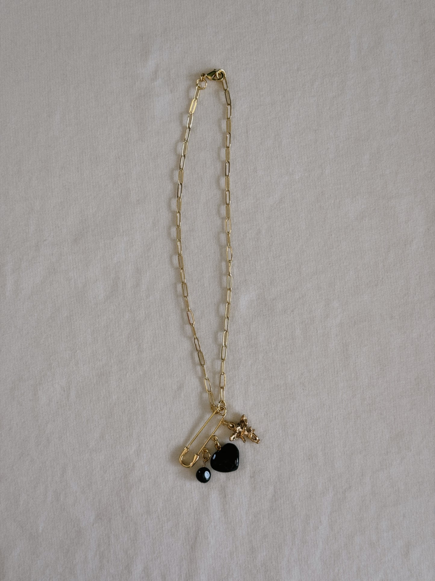 cupid heart safety pin necklace I