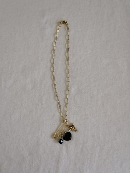 cupid heart safety pin necklace I