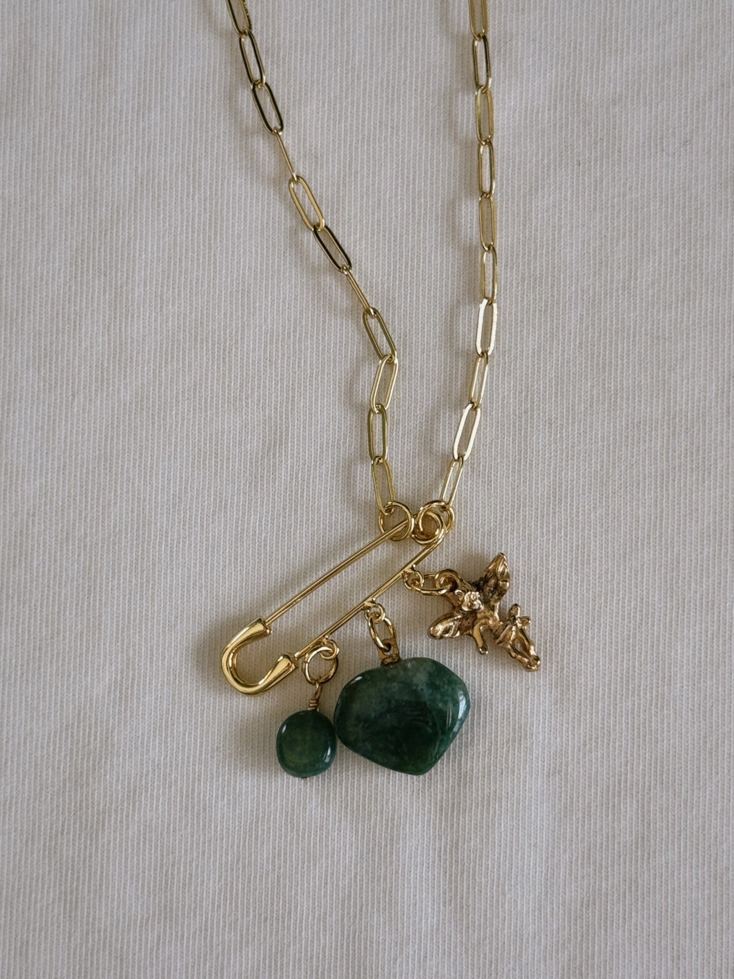 cupid heart safety pin necklace II