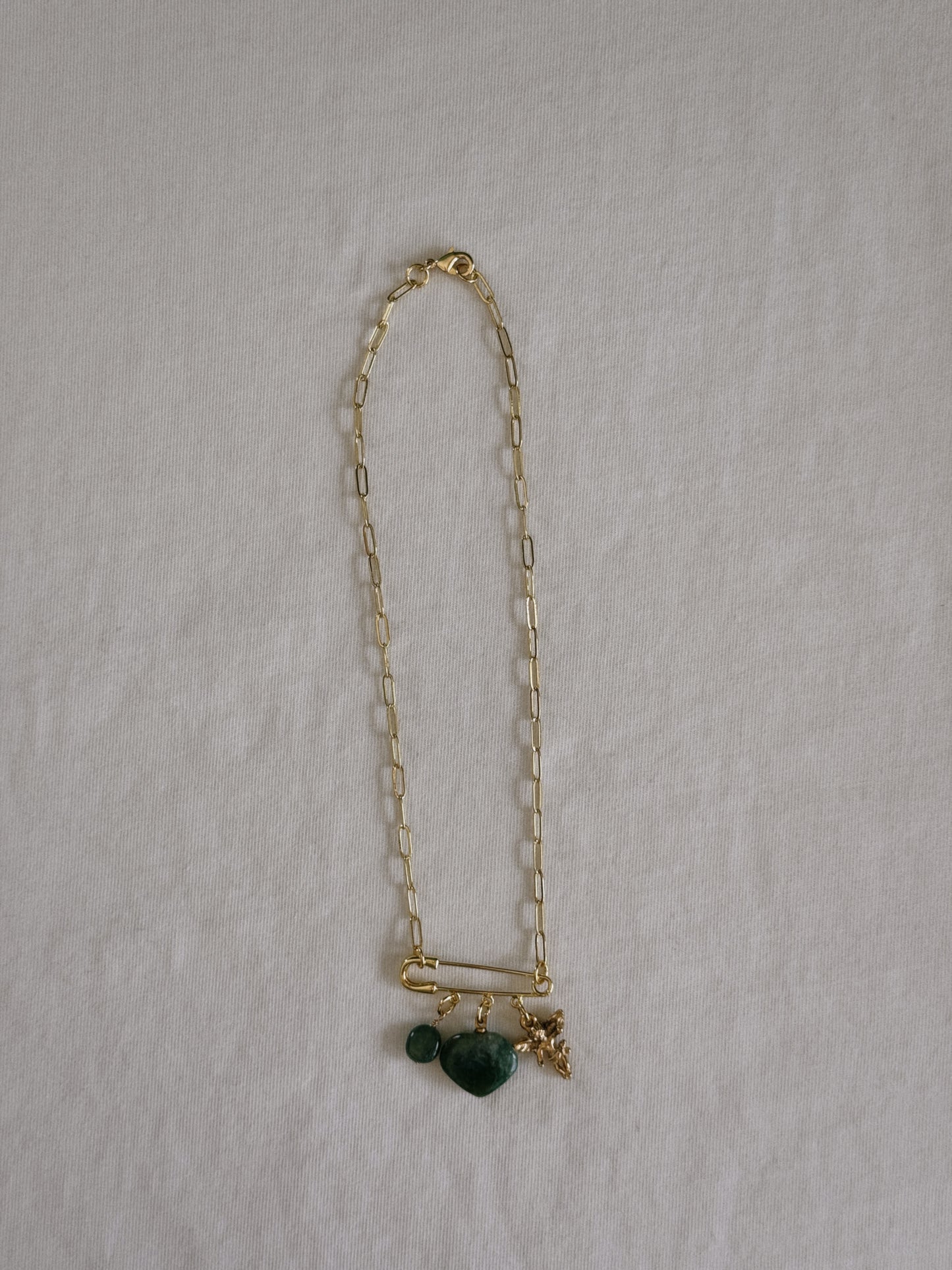 cupid heart safety pin necklace II