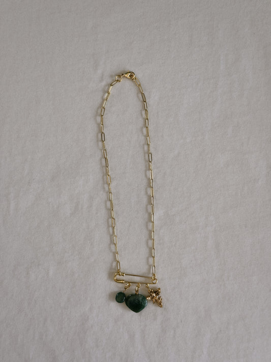 cupid heart safety pin necklace II