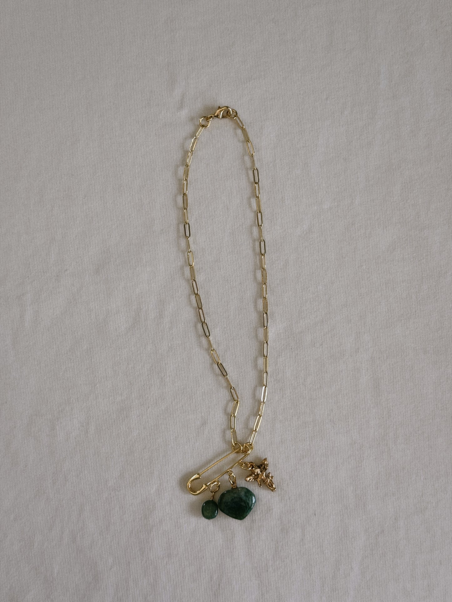 cupid heart safety pin necklace II