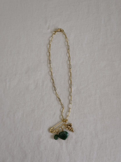 cupid heart safety pin necklace II